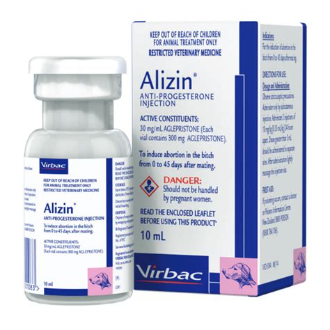 Emergency contraceptive <strong>for dogs</strong>: <strong>Alizin</strong> is packaged as a 10mL vial, with 30 mg/mL of the active ingredient <strong>Aglepristone</strong>. . Alizin for dogs petsmart